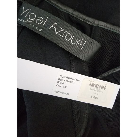 Yigal Azrouel NWT Lambskin Silk Rhinestone Black Embellished Blouse Top Shirt 0 - Picture 6 of 7